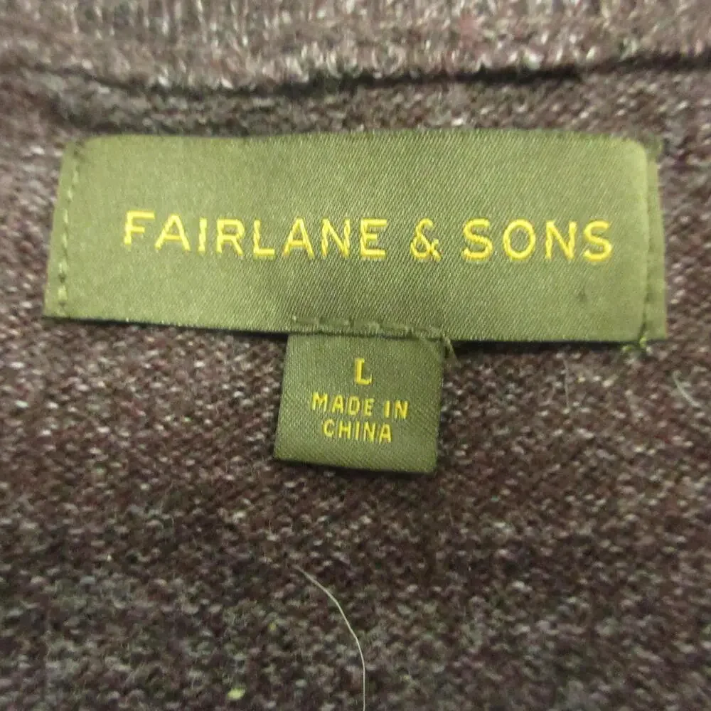 Fairlane & Sons Sweater Mens Large Purple V Neck Knit Pullover Lightweight